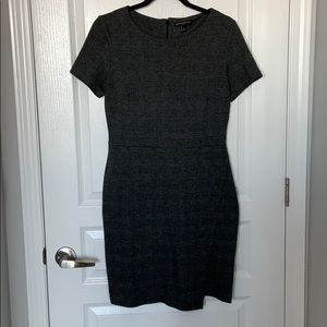 Banana Republic Grey Plaid Faux Wrap Dress